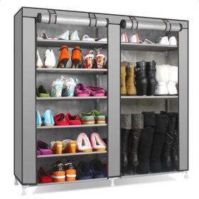 Double Row 9-grid Non-woven Shoe Cabinet