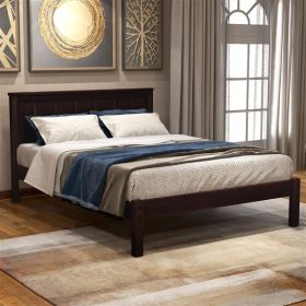 Platform Bed Frame With Headboard, Supported By Wooden Slats, No Spring Mattress Required, Single Bed, Espresso Color