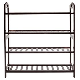 12 Strips Four Layer Shoe Rack Coffee Color