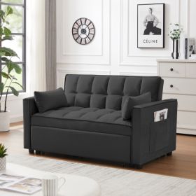 Modern Velvet Loveseat Futon Sofa Couch W  Pullout Bed,Small Love Seat Lounge Sofa W Reclining Backrest,Toss Pillows, Pockets,Furniture For Living Roo