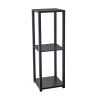 35" Black Solid Wood Square End Table With Two Shelves