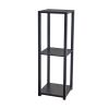 35" Black Solid Wood Square End Table With Two Shelves