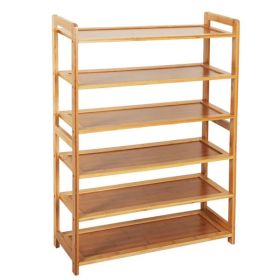 6-story Flat Shoe Rack In Natural Wood Color