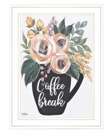 Coffee Break 1 White Framed Print Kitchen Wall Art