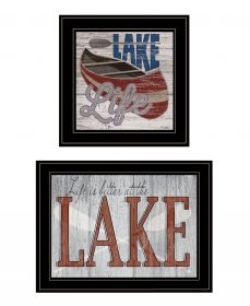 Set Of Two Lake Life is Better 2 Black Framed Print Wall Art