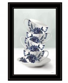 Tea Tower Blue 3 Black Framed Print Kitchen Wall Art