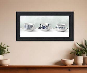 Cups and Saucers 2 Black Framed Print Wall Art