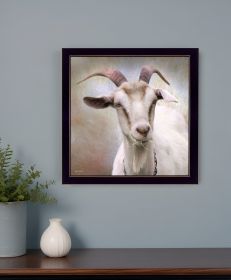 Up Close Goat Black Framed Print Wall Art