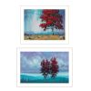 Set Of Two Red Trees 1 White Framed Print Wall Art