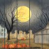 Harvest Moon Pumpkins Unframed Picket Fence Wall Art