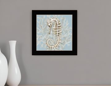 Seahorse and Coral Black Framed Print Wall Art