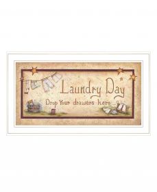 Drop Your Drawers Here White Framed Print Bathroom Wall Art