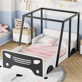 Wooden Bunk Bed Design With Wheels And Doors, Montessori Style Bedroom Double Car-shaped Bed, Black