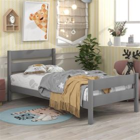 Single Bed With Headboard And Footboard, Grey