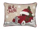 13"x18" Beige and Red Christmas Let It Snow Polyester Zippered Pillow With Applique