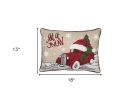 13"x18" Beige and Red Christmas Let It Snow Polyester Zippered Pillow With Applique