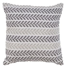 18" X 18" Gray and White Chevron Cotton Zippered Pillow