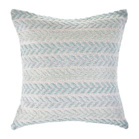 18" X 18" Light Blue And White 100% Cotton Chevron Zippered Pillow