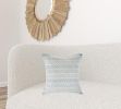 18" X 18" Light Blue And White 100% Cotton Chevron Zippered Pillow