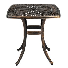 21.3-inch Square Courtyard Cast Aluminum Table In Antique Bronze Color