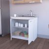 39" White Stainless Steel Accent Cabinet With Two Shelves