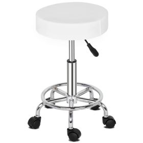 Half PU Leather White Technician Stool