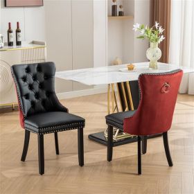 Furniture Collection, Modern High-End Tufted Solid Wood Contemporary PU & Velvet Upholstered Dining Chair-2 Piece Set