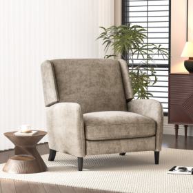 Oversized Textured Fabric Pushback Recliner Dark Beige And Dark Brown