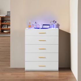 Tempered Glass Countertop Bedside Table With Light In White