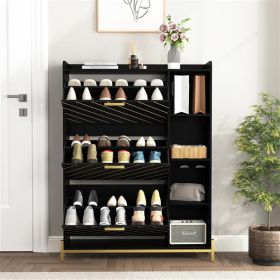 Shoe Cabinet With 3 Clamshell Drawers And Open Shelves