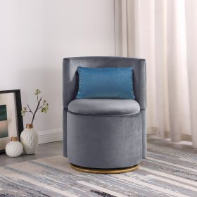 360° Swivel Accent Chair with Storage Function, and Velvet Pillow, Velvet Curved Chair with Gold Metal Base for Living Room, Nursery, Bedroom [Video]