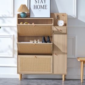 Modern simple storage cabinet MDF Board bedside cabinet Japanese rattan Shoe cabinet Small household furniture.Applicable to dressing table in bedroom