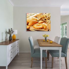 Framed Canvas Wall Art Decor Bread Painting, Still Life Bread Painting Decoration For Restrant, Kitchen, Dining Room, Office Living Room