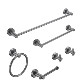 Bathroom Hardware Set, Thicken Space Aluminum 6 PCS Towel bar Set- Gun Grey 24 Inches Wall Mounted