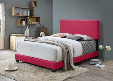 1pc Modern Beautiful Pink Twin Size Bedroom Platform Bed Frame PU Fabric