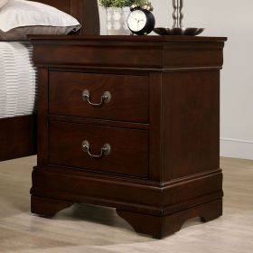 1pc Nightstand Cherry Finish Louis Philippe Solid wood English Dovetail Construction Antique Nickle Hanging Pulls