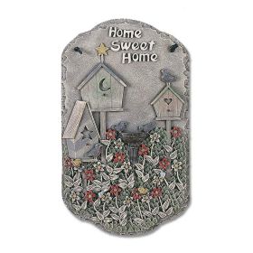 Welcome Sign, "Birdbath" Porch Decor, Resin Slate Plaque, Ready To Hang Decor