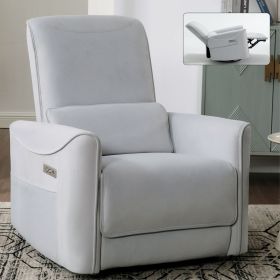 Beige Swivel and Rocker Power Recliner Chair, Heavy Duty Motion Mechanism with USB and Type-C Ports