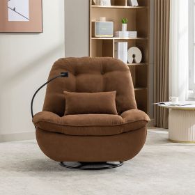 Power Recliner Chair, Modern Microfiber Swivel Glider with Type-C & USB Port, Home Theater Seating Single Reclining Sofa with Storage&Pillow