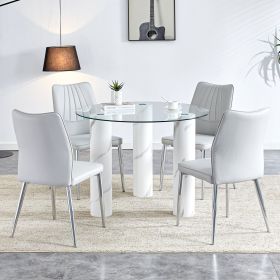 A modern minimalist circular dining table suitable for 6-8 people