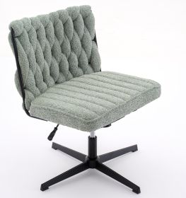 Armless Office Desk Chair No Wheels, GREEN