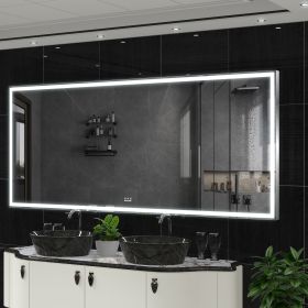 Extra Large LED Bathroom Mirror with 3 Color Aluminum Framed Wall Mirror Full Body Mirror with Lights