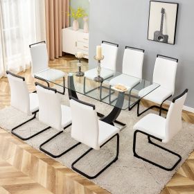 1 table and 8 chairs set.Large rectangular 0.4 "tempered glass tabletop