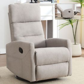 Manual Recliner Chair with Rocker and Swivel in Fabric for Living Room, Khaki