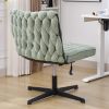 Armless Office Desk Chair No Wheels, GREEN