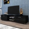 Black TV Stand for 70 Inch TV Stands, Media Console Entertainment Center Television Table, 2 Storage Cabinet with Open Shelves for Living Room Bedroom