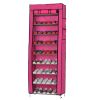 Fashionable Room-saving 9 Lattices Non-woven Fabric Shoe Rack Rose Red