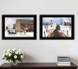 Set Of Two Sleigh Bells Ring 1 Black Framed Print Wall Art