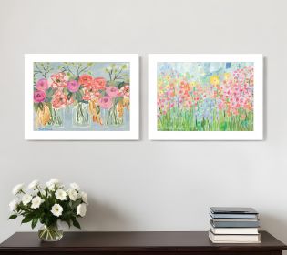 Set Of Two Garden Flowers II 1 White Framed Print Wall Art