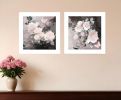 Set Of Two Noir Roses 5 White Framed Print Wall Art